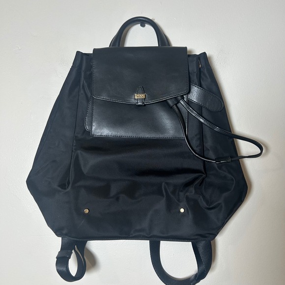 Tumi Handbags - TUMI Backpack Black Nylon‎ Leather Trim Convertible Strap Flap Top Closure